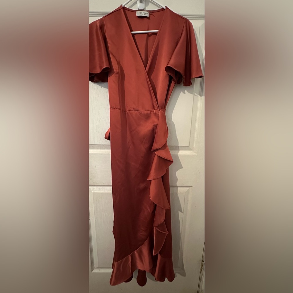 Elegant Mauve Red Wrap Dress
